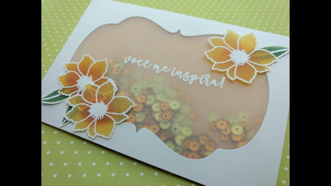 Cartão Shaker Floral - Colorindo papel vegetal