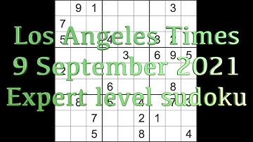 Sudoku solution – Los Angeles Times sudoku 9 September 2021 Expert level
