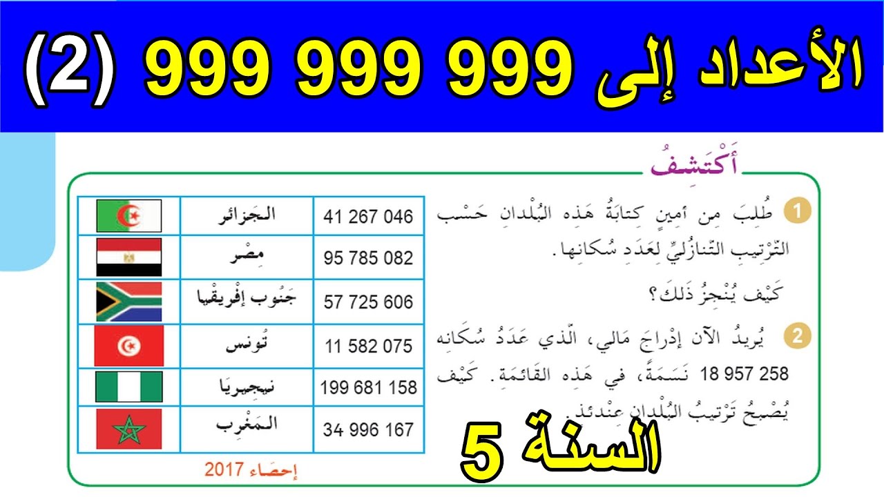 درس الأعداد إلى 999 999 999(2) الصفحة 29 السنة 5