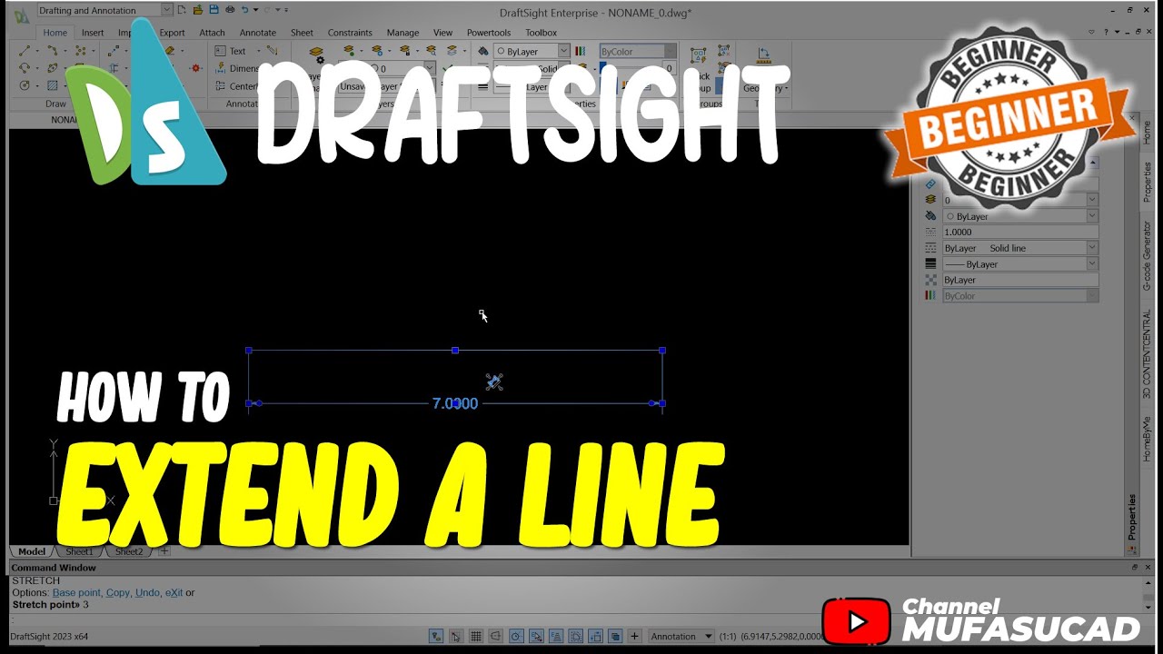 How To Extend A Line In Draftsight - YouTube