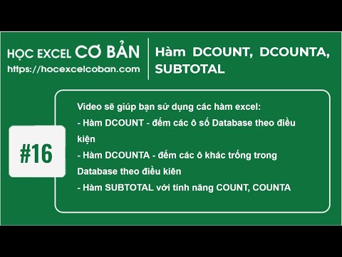 Học Excel cơ bản | #16 Hàm DCOUNT, DCOUNTA, SUBTOTAL