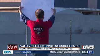 Clark County School District Teachers rally in front of Las Vegas schools