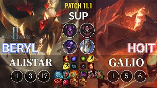 DWG BeryL Alistar vs Hoit Galio Sup - KR Patch 11.1