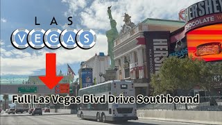 Scenic Las Vegas Blvd Southbound Drive from Fremont Street to The Welcome Sign March 2024