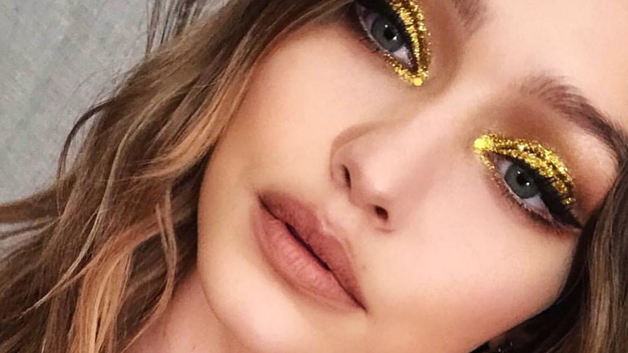 GIGI HADID MAKEUP TUTORIAL Gold Birthday Makeup Look By