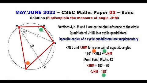 Paper2-CSEC-MATHS-343 ~ Circle Geometry & A Cyclic Quadrilateral ~ May/June 2022 Number 9aiic