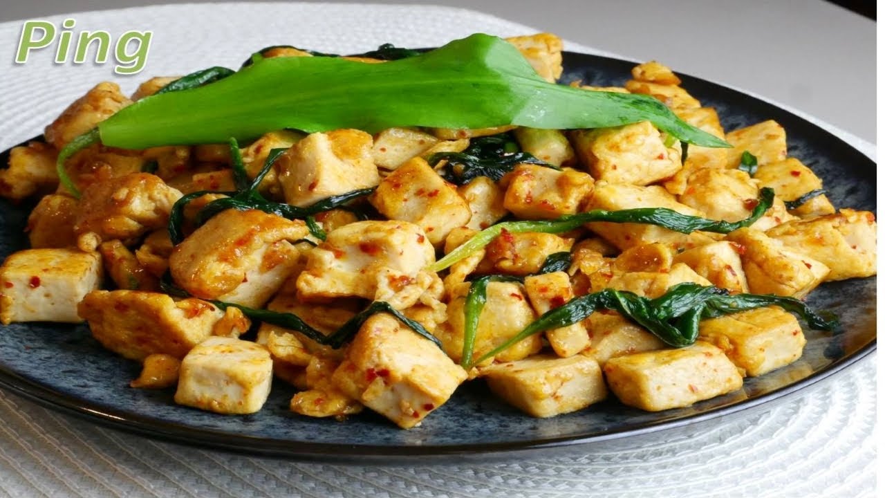 Gebratener Tofu mit Bärlauch und Eiern nach asiatischer Art/Einfach ...