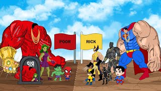 WHAT IF POOR HULK, SPIDER MAN vs RICH SUPERMAN, WOLVERINE, BLACK PANTHER 2: Rich / Poor Conflicts