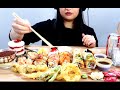 Sushi ASMR platter feast with my favorite rolls no talking(eating sounds)