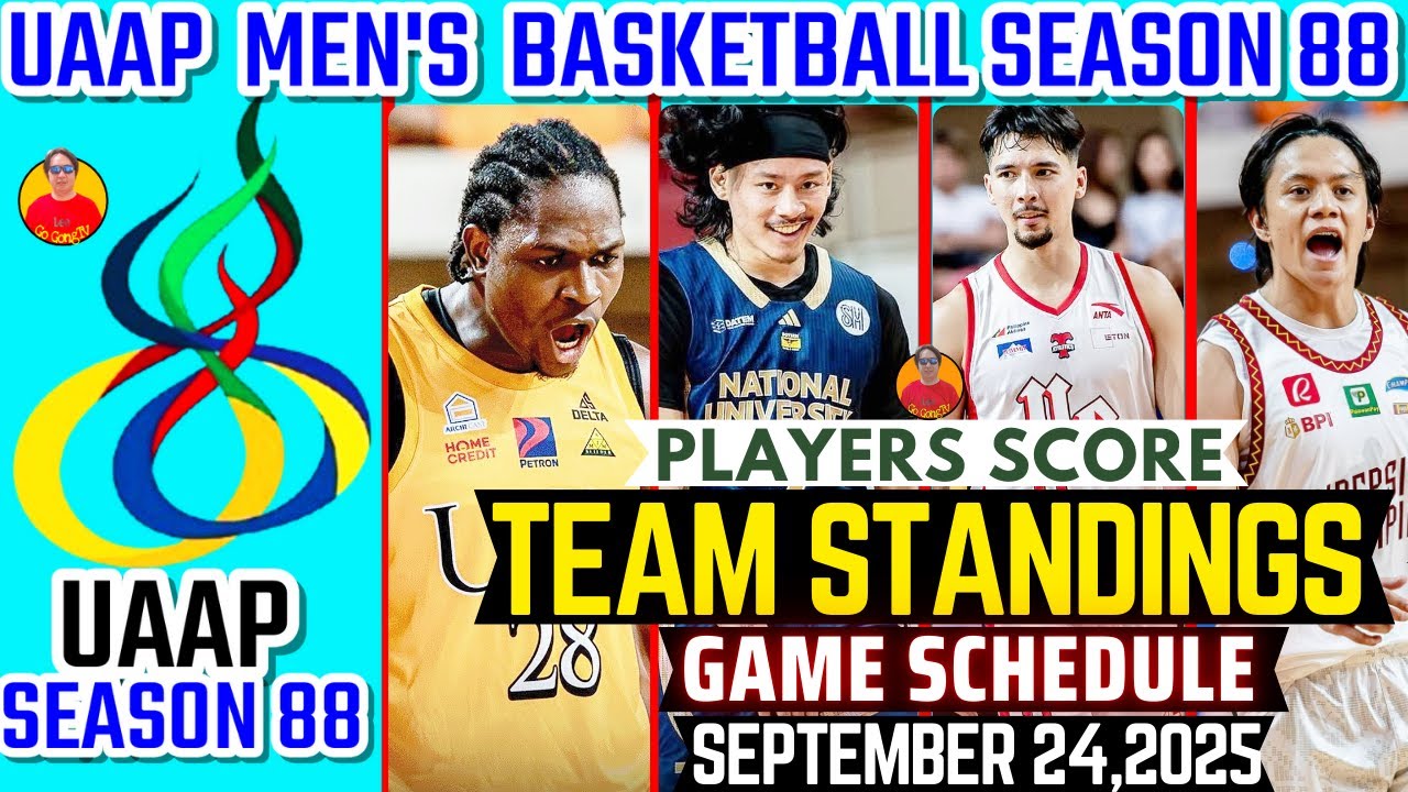 TEAM STANDINGS UAAP SEASON 88 MEN'S BASKETBALL SEPTEMBER 21,2025|UAAP ...