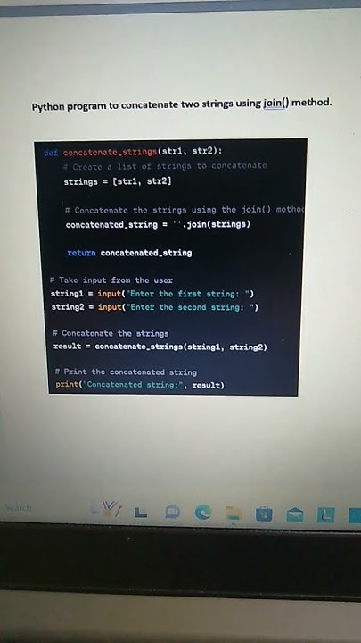 Python program to concatenate two strings using join() method - YouTube