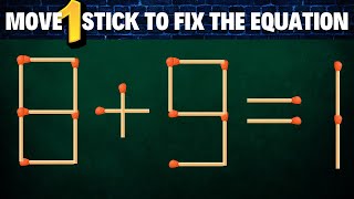 Move 1 Stick To Make Equation Correct  Matchstick Puzzle.