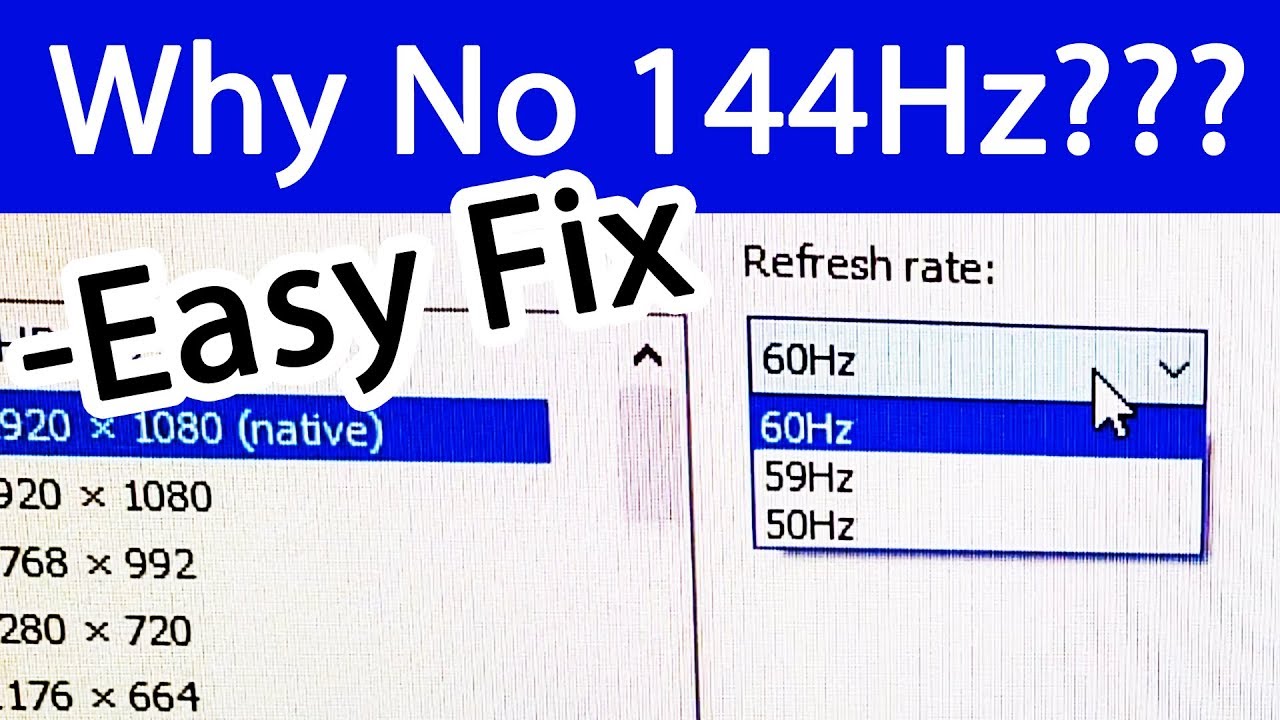 Monitor Refresh Rate Stuck At 60hz Not Showing 1hz 144hz Youtube