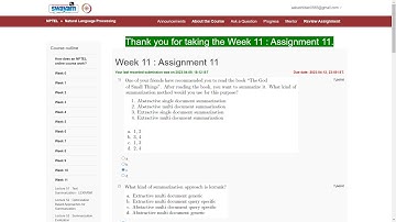 Assignment 11 | Natural Language Processing (NLP) - IIT KGP | NPTEL -2K23 | Artificial Intelligence