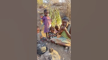 Hadza Mom Feeding Her Beautiful Kids Amazingly #africa