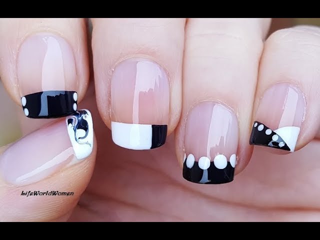 5 Easy BLACK & WHITE DOTTING TOOL NAIL ART Designs 