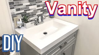 DIY Bathroom Remodel Vanity Update w/ Peel and Stick Backsplash  we have issues lol vlog 2020