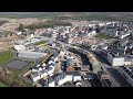Flying along the main road into SHERFORD New Town near Plymouth
