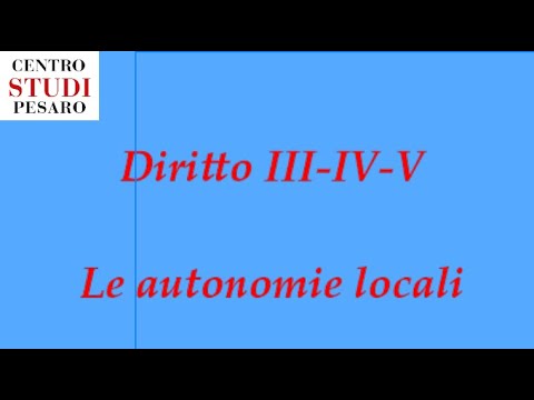 DIRITTO III-IV-V - 27/03/2020 - Lezione sulle autonomie locali