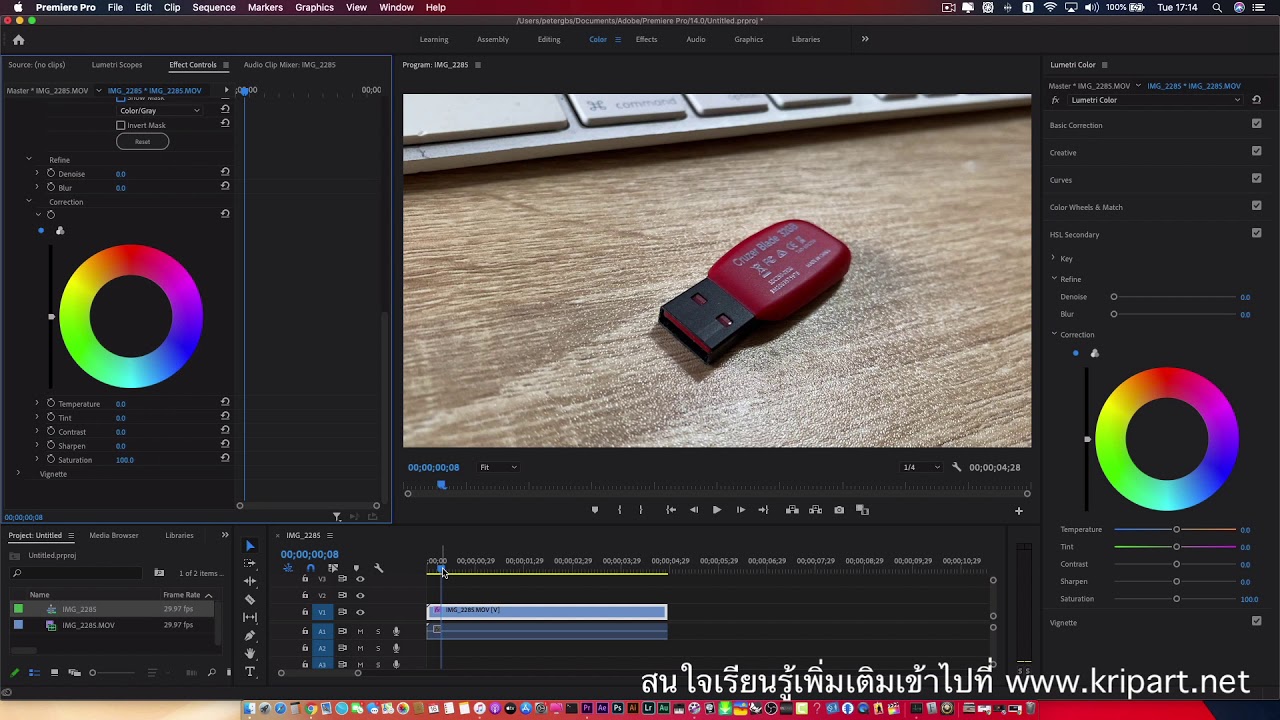 เปลี่ยนสีวัตถุใน VDO ด้วย Premiere Pro CC2020 | สอนตัดต่อ Premiere Pro