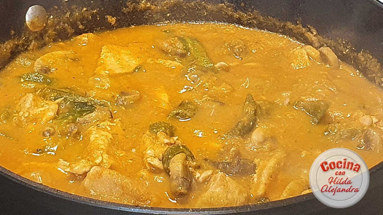 Receta de Pollo con Champiñones y Rajas en Salsa de Tomate, riquísimo