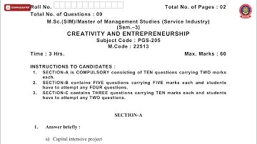 MSCSIM MMSSI 3RD SEM CREATIVITY AND ENTREPRENEURSHIP NOV 2019 | PTU