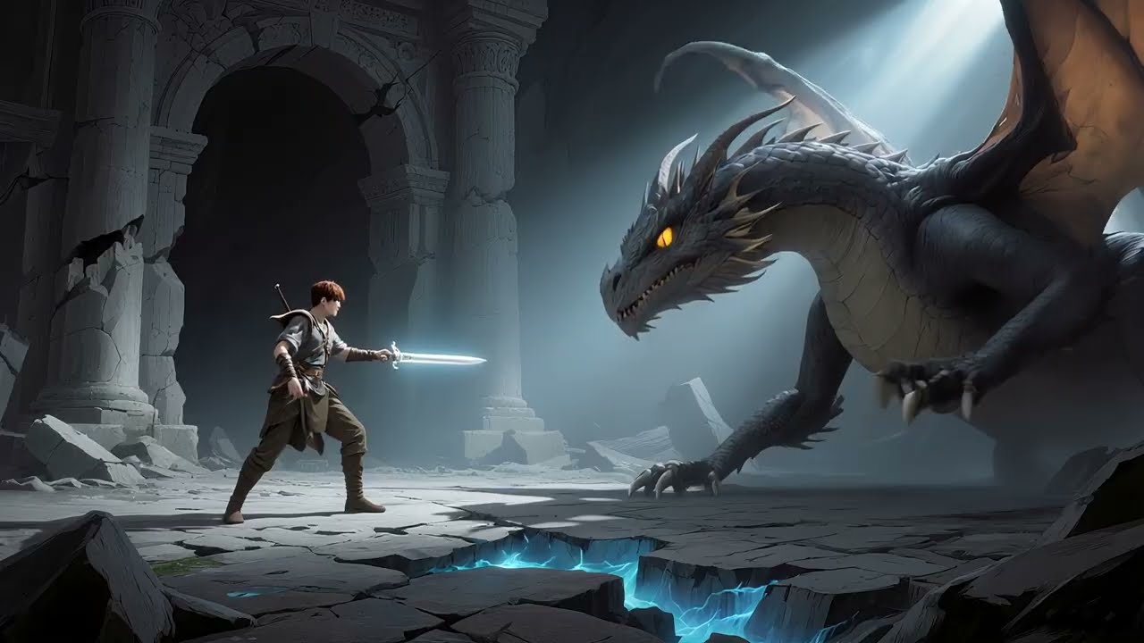 Title: Temple Shadows: The Solitary Courage's Choice Under Dragon's Might