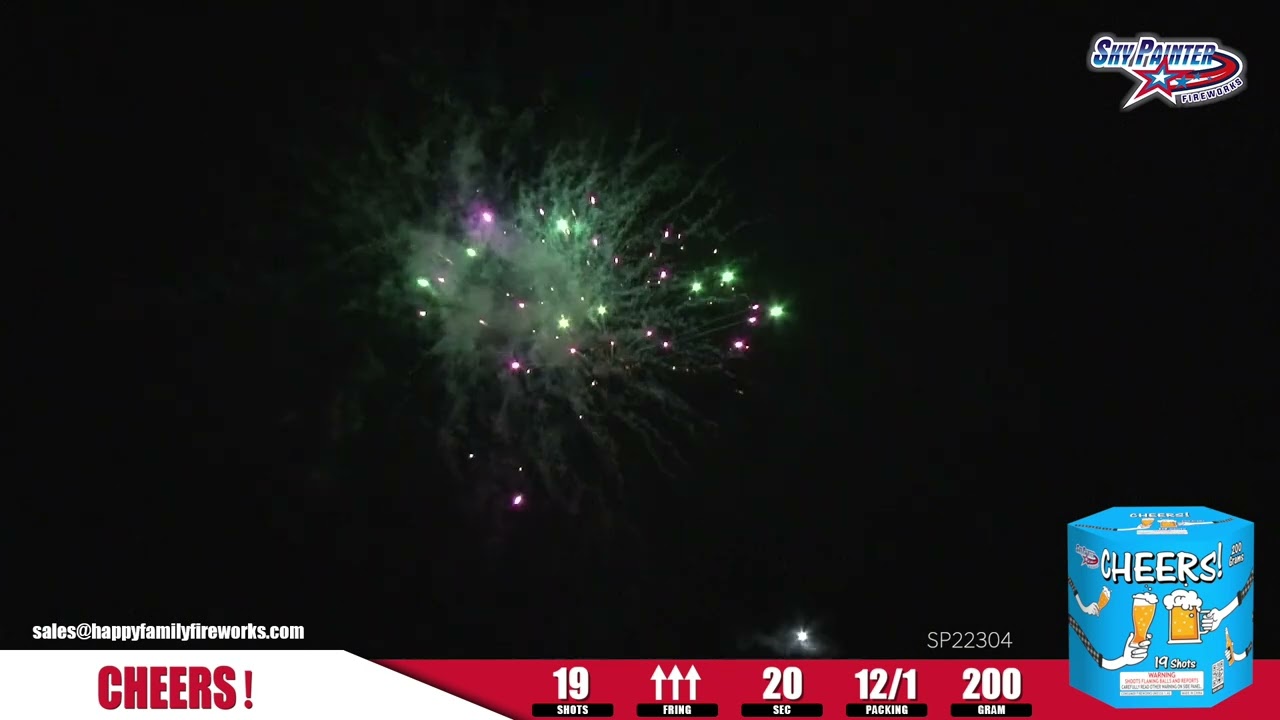 SP22304 CHEERS! fireworks from Sky Painter Fireworks 19 shots
