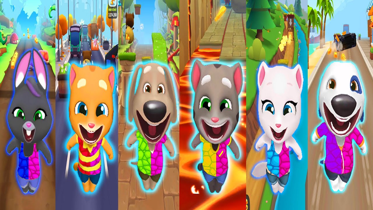 TALKING TOM GOLD RUN - ALL CHARACTERS IN FUSION RAINBOW & PURPLE BERRY IN ALL WORLD FUN RUN