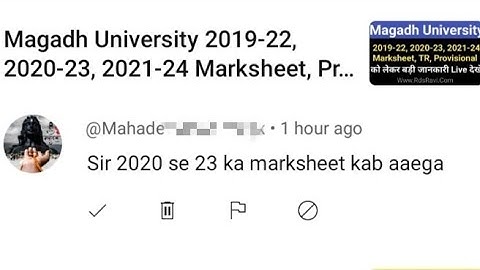 Magadh University 2020-23 Pending Result/Marksheet kab aayega Reply Live देखे MU Update News Today