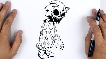 HOW TO DRAW SONIC EXE BLACK SUN | Friday Night Funkin (FNF) - Easy Step By Step Tutorial