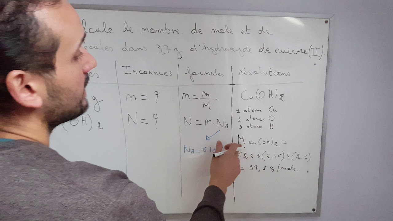 Exercice sur le nombre de moles et de molécules - YouTube