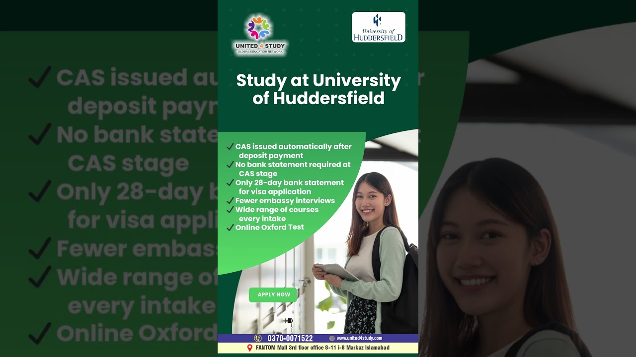 Study at University of Huddersfield | Easy Admission & CAS Process | Apply Now