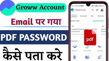 Groww app ka pdf password kaise pata kare | Groww app email pdf password