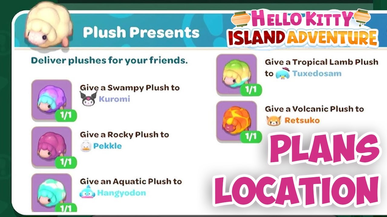 All Lamb Plush Crafting plans location 🐑 Hello Kitty Island Adventure