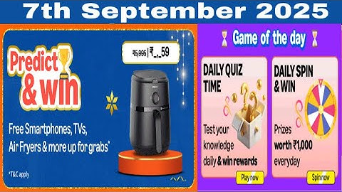 Amazon great Indian big deels 2025 | Amazon Daily Quiz Time Answers Today | Amazon predict & win 