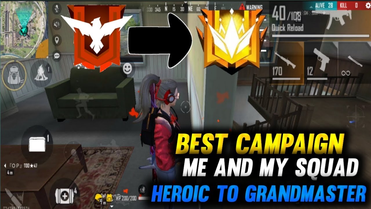 Free fire Best campaign Me And My Squad || Heroic To Grandmaster || Free fire