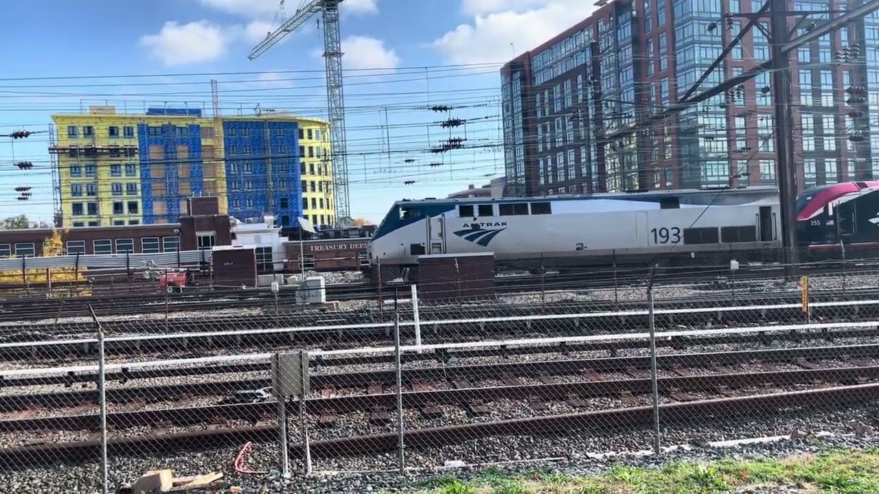 AMTK 193, 355 and 327 leaves Washington DC Union Station and heads to the Ivy city Maintenance Yard.