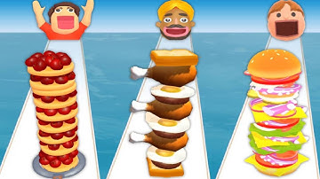 PANCAKE RUN vs SANDWICH RUNNER vs BURGER RUSH - Triple Gameplay New Update 2023