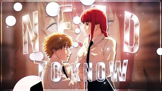Need To Know - Makima Chainsaw Man Edit Amv In 4K Free Project File Adobe After Effects