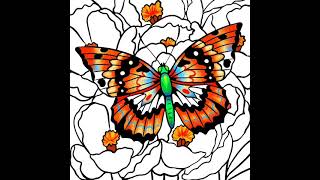 Butterfly and Flowers | Paint By Number App #shorts