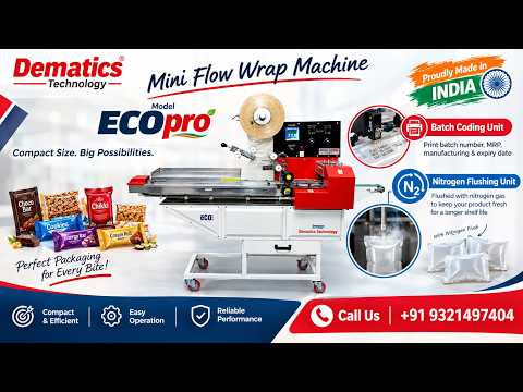 Mini Flow Wrap Machine | Nitrogen Flushing + Batch Coding | ECOpro