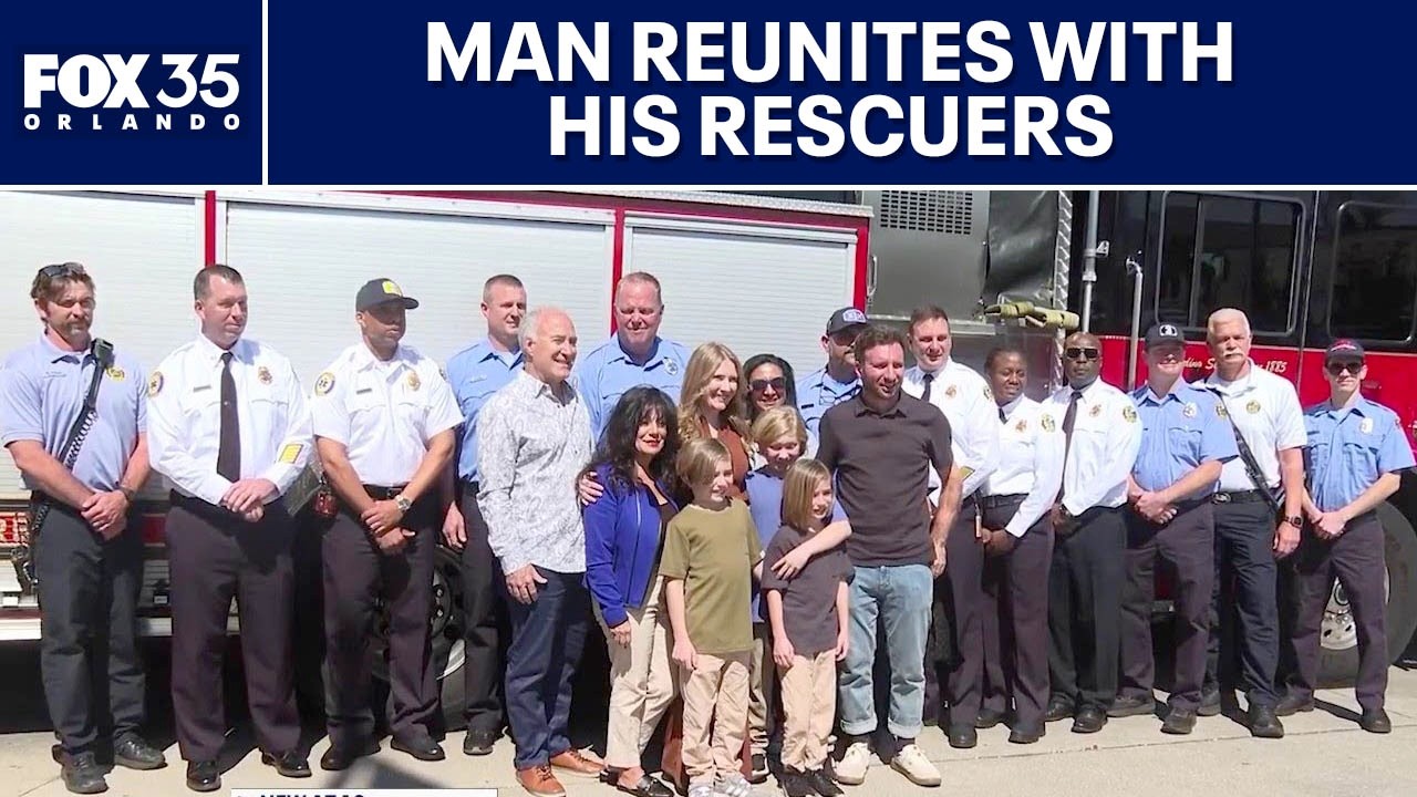 Man reunites with Orlando firefighters who saved his life - YouTube
