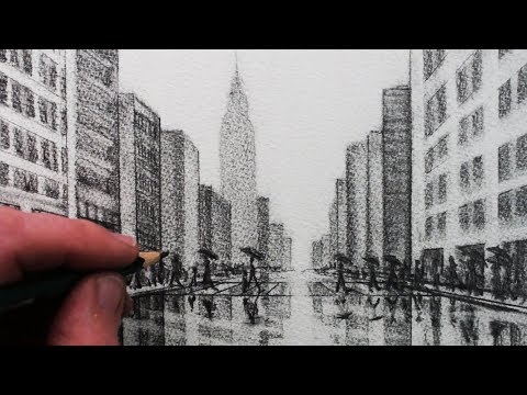 How to Draw a City Tonal Pencil Drawing