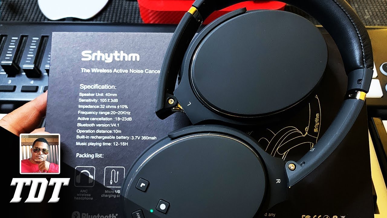 Srhythm NC25 Active Noise Cancelling Wireless Headphones -Black with hard  case