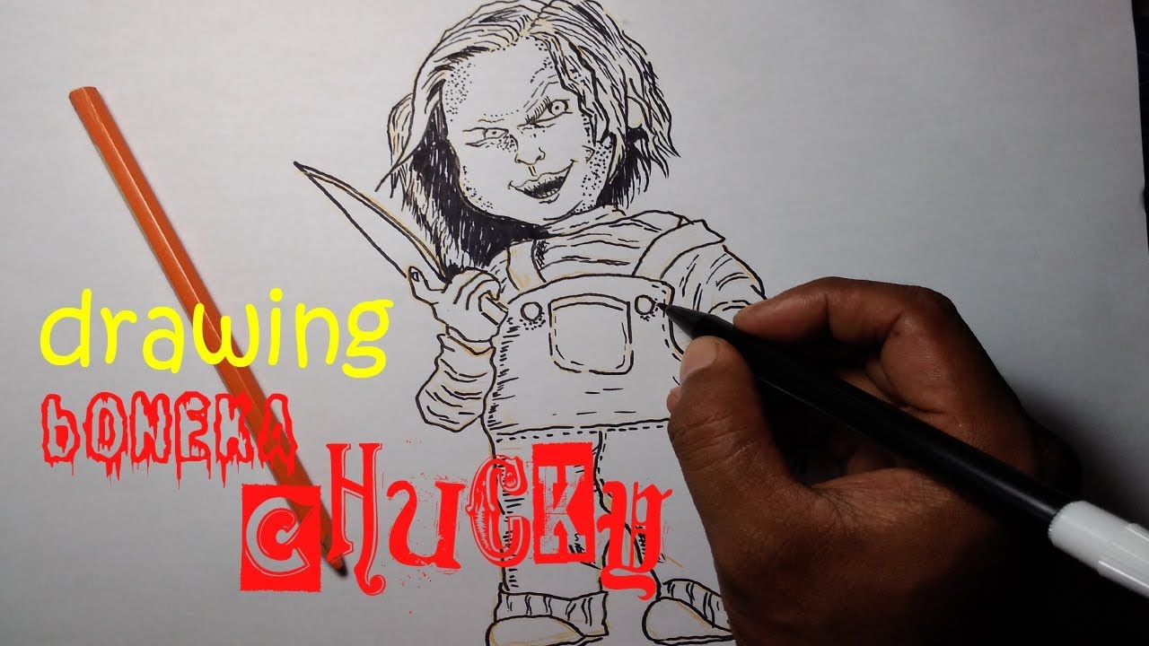 Menggambar Boneka Chucky Dengan Spidol Menggambar Kartun Kartun Gambar Kartun Gambar