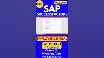 SAP SuccessFactors Employee Central Training Video 54 #sapsuccessfactorstraining #sapsuccessfactors