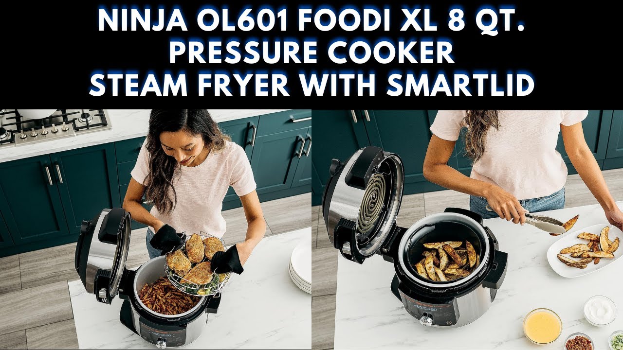 Ninja Ol601 Foodi Xl 8 Qt Pressure Cooker Steam Fryer With Smartlid, 14 In  1 That Air Fries, Bakes 