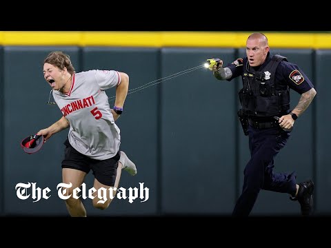 Pitch-invading baseball fan tasered by police after performing backflip