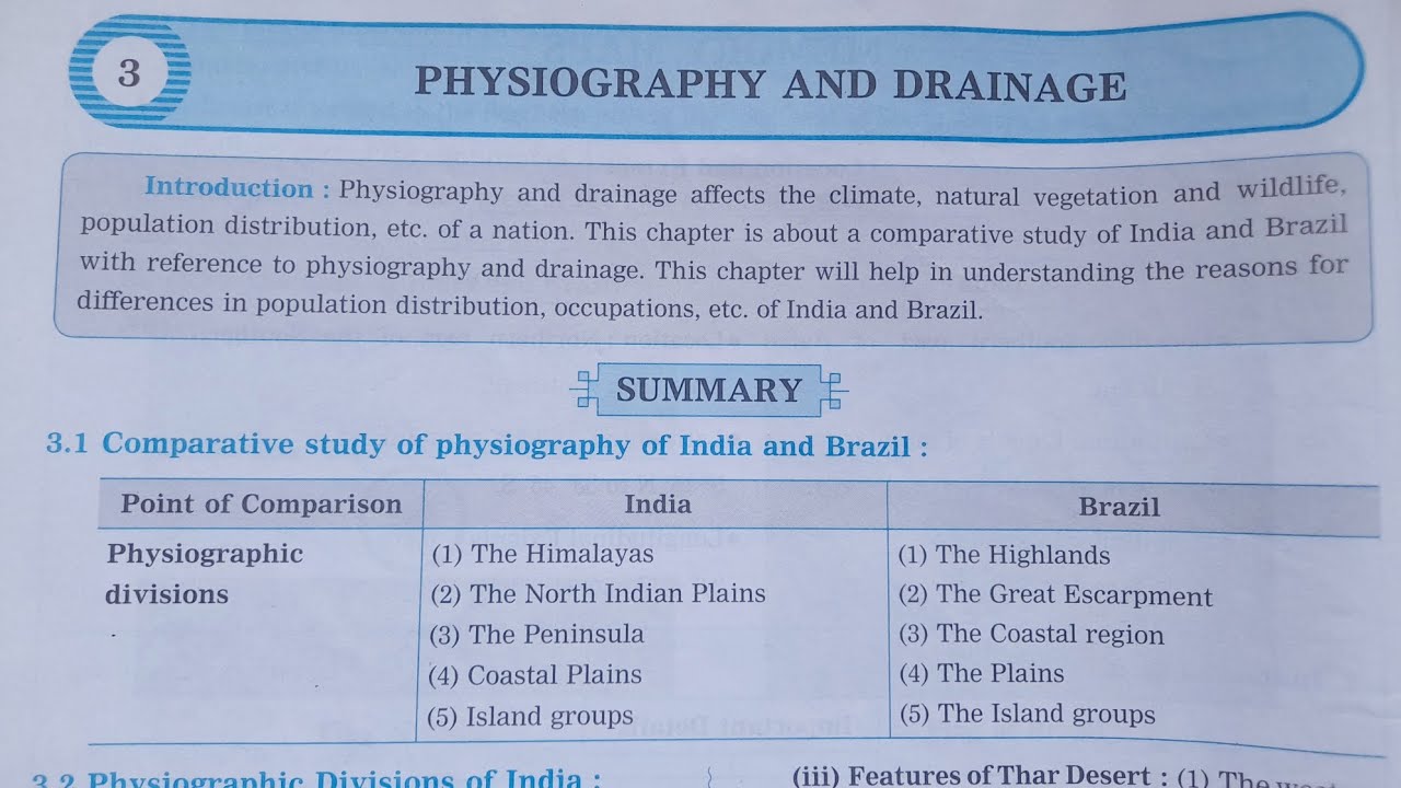 Class 10th Geography Chapter 3 Physiography And Drainage Navneet Class 10th Geography Chapter 3 Physiography And Drainage Navneet